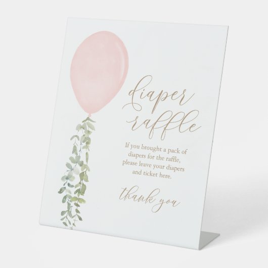 Baby shower van diaperte Raffle-gebarentroze ballo Reclamebord Met Voetstuk (Voorkant)