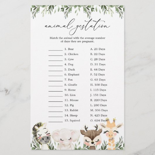 Baby shower van dierlijk wild (Voorkant)