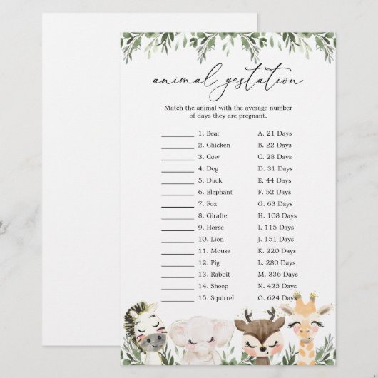 Baby shower van dierlijk wild (Voorkant / Achterkant)