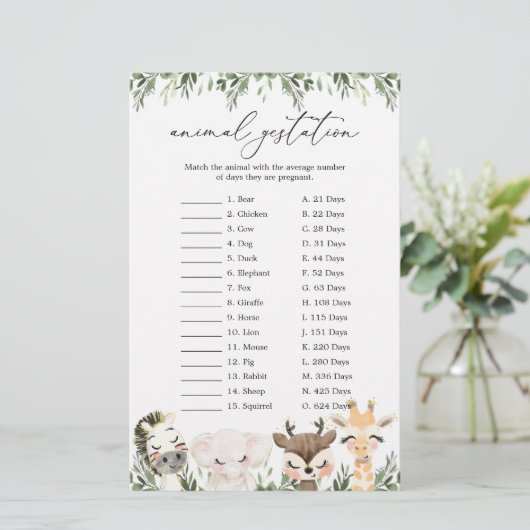 Baby shower van dierlijk wild (Staand voorkant)