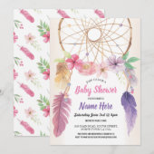 Baby shower van Dreamweaver Floral Noite Pink Kaart (Voorkant / Achterkant)