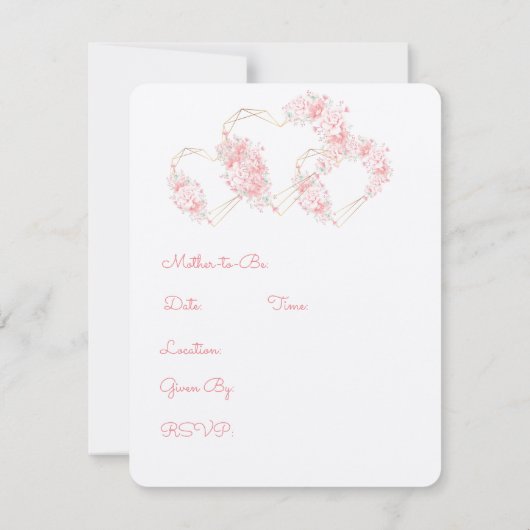 Baby shower van edele harten kaart (Achterkant)