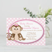 Baby shower van een aap/uitnodiging van een dag kaart (Staand voorkant)