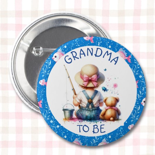 Baby shower van een Gevist meisje | Oma te zijn Ronde Button 5,7 Cm