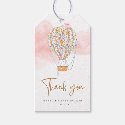 Baby shower van een luchtballon cadeaulabel (Voorkant)