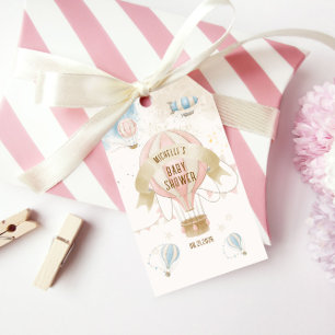 Baby shower van een luchtballon cadeaulabel