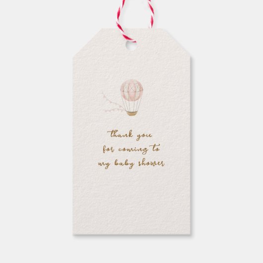 Baby shower van een luchtballon cadeaulabel (Achterkant)