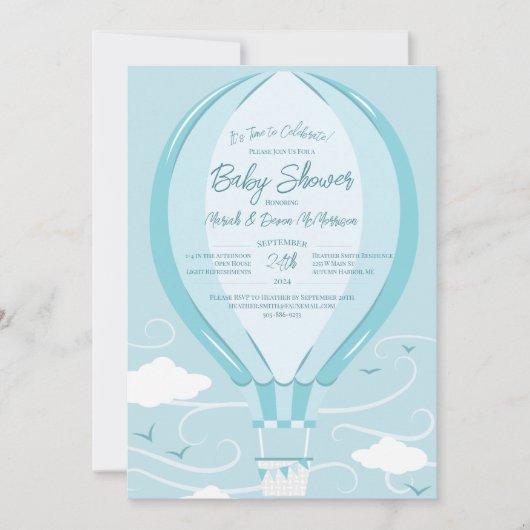 Baby shower van een luchtballon kaart (Voorkant)
