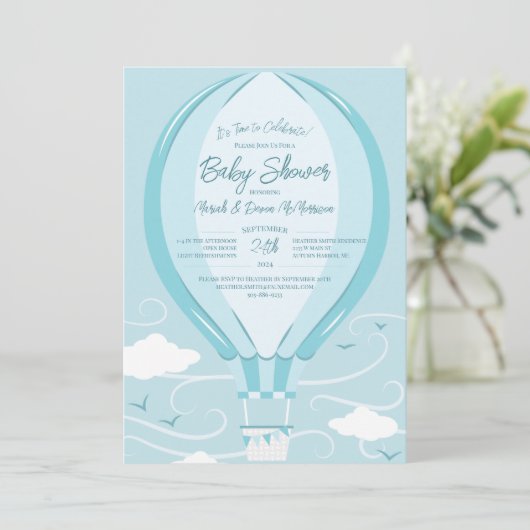 Baby shower van een luchtballon kaart (Staand voorkant)