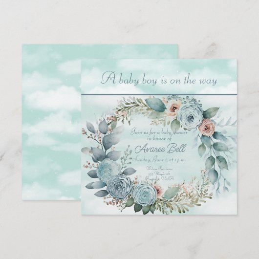 Baby shower van een mooie jongen (Voorkant / Achterkant)