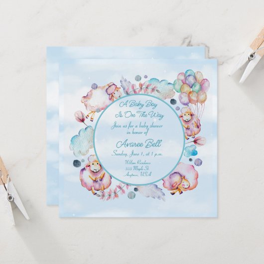 Baby shower van een mooie jongen (Voorkant / Achterkant in situ)