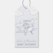Baby shower van een piloot van een luchtvaartuig m cadeaulabel (Voorkant)