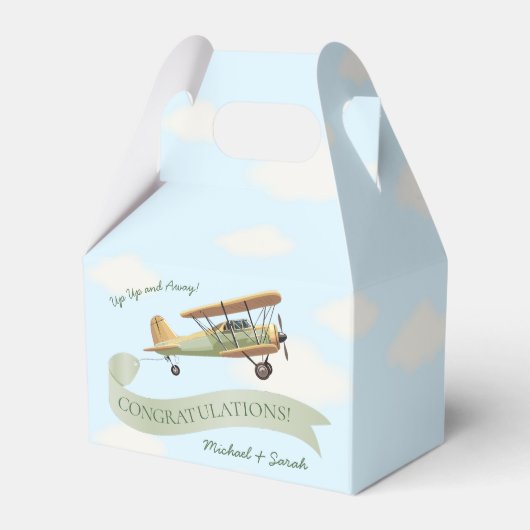  Baby shower van een vliegtuig Bedankdoosjes (Achterkant)