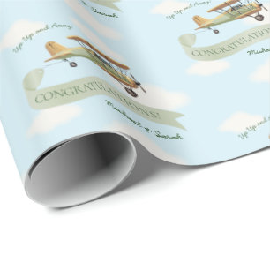 Baby shower van een vliegtuig Cadeaupapier