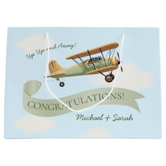  Baby shower van een vliegtuig Groot Cadeauzakje (Voorkant)