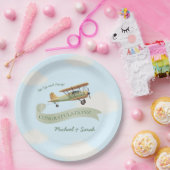  Baby shower van een vliegtuig Papieren Bordje (Feest)