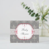 Baby shower van Elegant Grey & Red Roses Kaart (Staand voorkant)