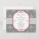 Baby shower van Elegant Grey & Red Roses Kaart (Achterkant)