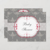 Baby shower van Elegant Grey & Red Roses Kaart (Voorkant / Achterkant)