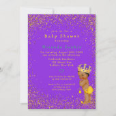 Baby shower van Etnische Prins Paars en Gold Boy Kaart (Voorkant)