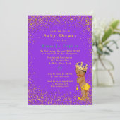 Baby shower van Etnische Prins Paars en Gold Boy Kaart (Staand voorkant)