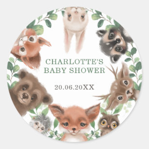 Baby shower van flessenbossen ronde sticker