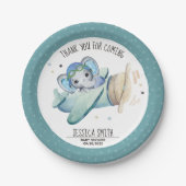 Baby shower van flessenvliegtuig met wielWaterverf Papieren Bordje (Voorkant)