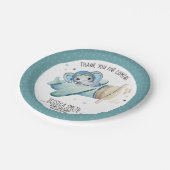 Baby shower van flessenvliegtuig met wielWaterverf Papieren Bordje (Gekanteld)