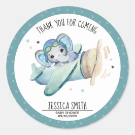 Baby shower van flessenvliegtuig met wielWaterverf Ronde Sticker