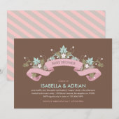 Baby shower van Floral Banner Girl Kaart (Voorkant / Achterkant)