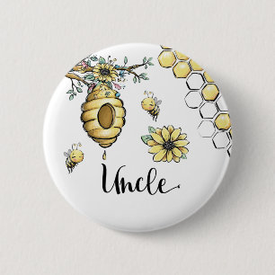 Baby shower van Floral Beehive Honey Sweet Bee Oom Ronde Button 5,7 Cm
