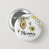 Baby shower van Floral Beehive Honey Sweet Bee Ronde Button 5,7 Cm (Voorkant /achterkant)