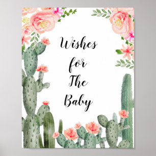 Baby shower van Floral Cactus wenst Baby Poster