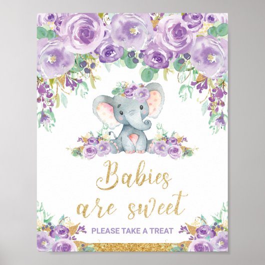 Baby shower van Floral Elephant Babies zijn een zo Poster (Voorkant)