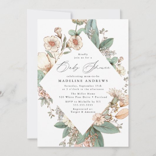  Baby shower van Floral Kaart (Voorkant)