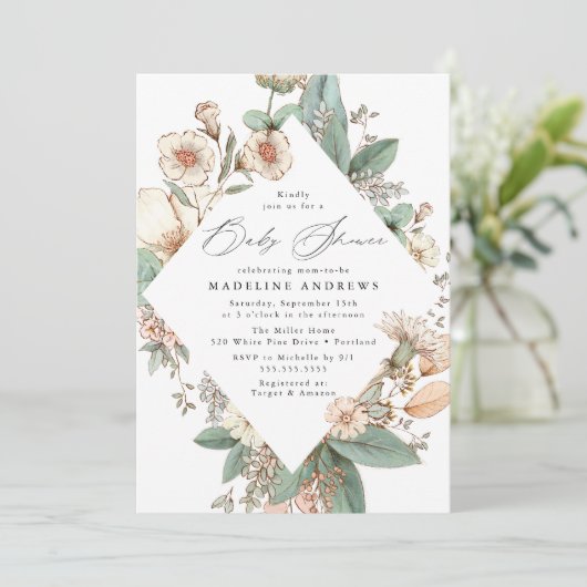 Baby shower van Floral Kaart (Staand voorkant)