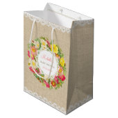  Baby shower van Floral of Birthday Gift Bag Medium Cadeauzakje (Voorkant Gekanteld)