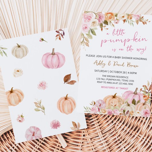 Baby shower van Floral Pink Kaart