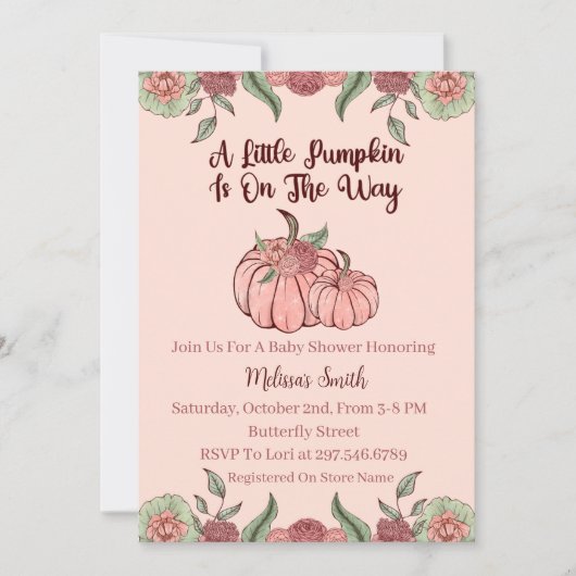 Baby shower van Floral Pink Kaart (Voorkant)