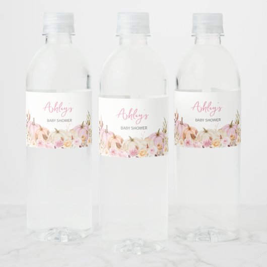Baby shower van Floral Pink Waterfles Etiket (Flessen)