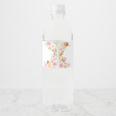 Baby shower van Floral Pink Waterfles Etiket (Achterkant)