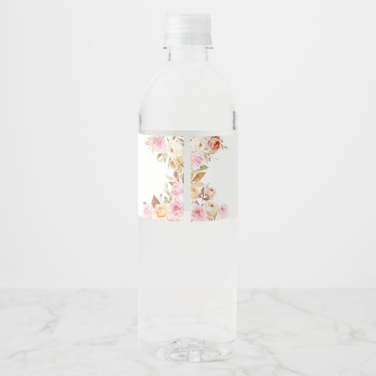 Baby shower van Floral Pink Waterfles Etiket (Achterkant)