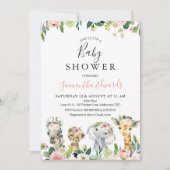 Baby shower van Floral Safari Animals Kaart (Voorkant)