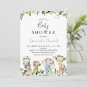 Baby shower van Floral Safari Animals Kaart (Staand voorkant)