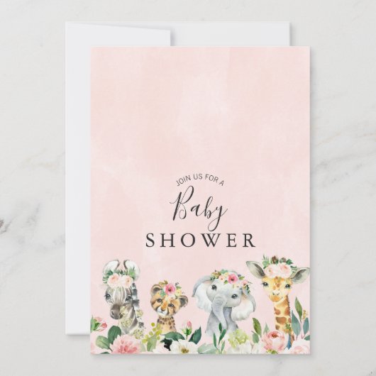 Baby shower van Floral Safari Animals Kaart (Achterkant)