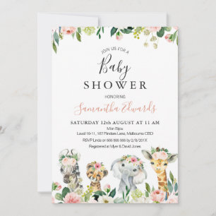 Baby shower van Floral Safari Animals Kaart