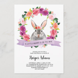 Baby shower van Floral Spring Bunny Kaart