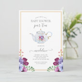 Baby shower van Floral Tea Party Kaart (Staand voorkant)