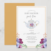 Baby shower van Floral Tea Party Kaart (Voorkant / Achterkant)