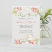 Baby shower van Floral Tea Party Kaart (Staand voorkant)